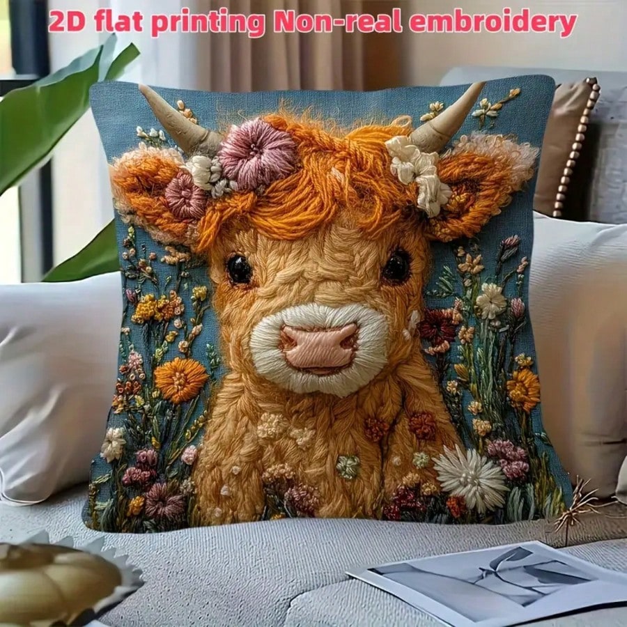 1pc Vintage Highland Cow Decor - Pillow Insert 18X18 ulasan dan harga