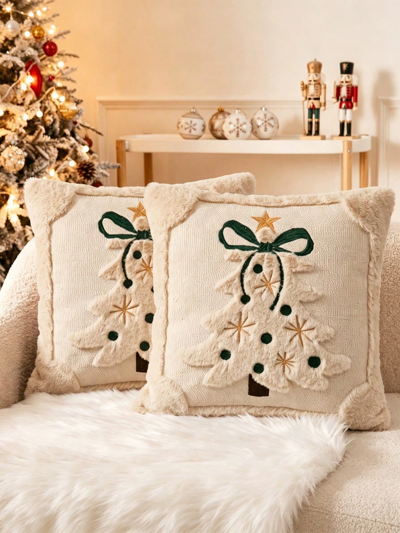 2pcs 3D Jacquard Christmas Tre - Pillow Insert 18X18 ulasan dan harga